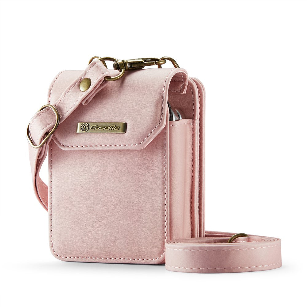 For Samsung Galaxy Z Flip7 FE 5G / Z Flip7 5G / Z Flip6 5G / Z Flip5 5G Phone Pouch with Strap RFID Blocking Leather Wallet Phone Case - Pink