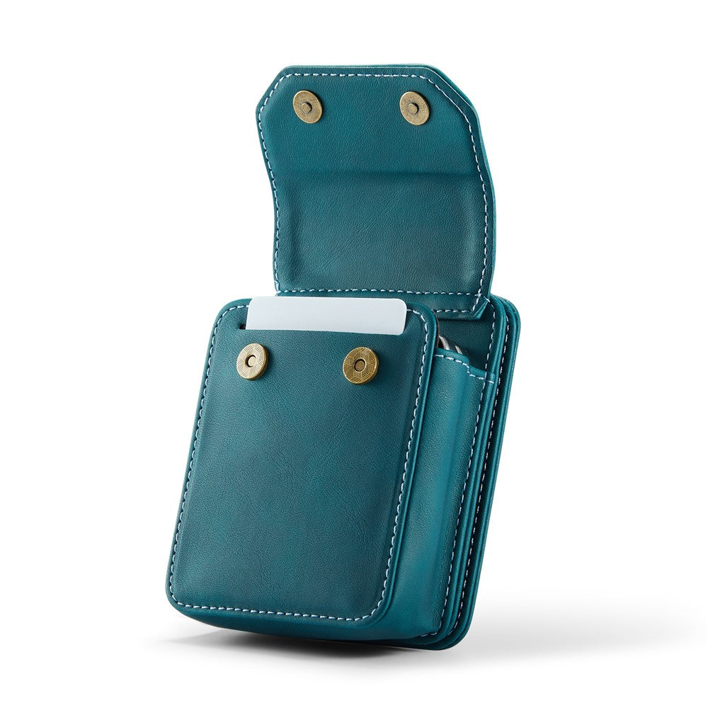 For Samsung Galaxy Z Flip7 FE 5G / Z Flip7 5G / Z Flip6 5G / Z Flip5 5G Phone Pouch with Strap RFID Blocking Leather Wallet Phone Case - Green