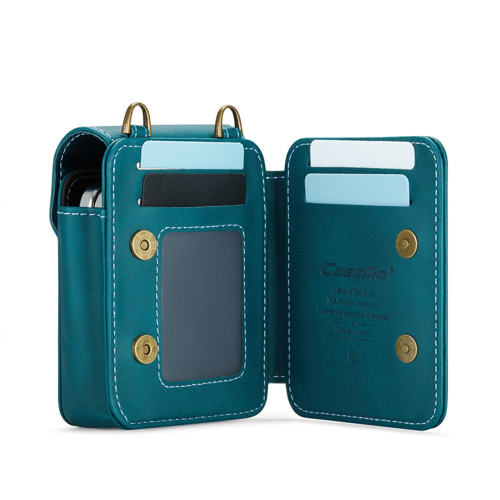 For Samsung Galaxy Z Flip7 FE 5G / Z Flip7 5G / Z Flip6 5G / Z Flip5 5G Phone Pouch with Strap RFID Blocking Leather Wallet Phone Case - Green