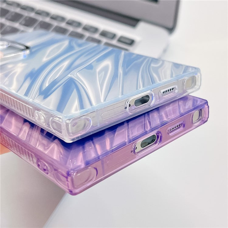 For Samsung Galaxy S25 Ultra Case IMD Design Shockproof PC+TPU Phone Cover with Glass Lens Film - Shell Pattern / Purple
