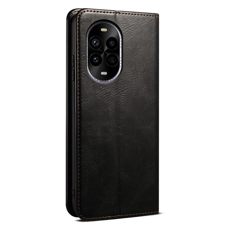 For Huawei nova 13 Pro 5G Case Crazy Horse Texture Waxy Leather Wallet Stand Phone Cover - Black