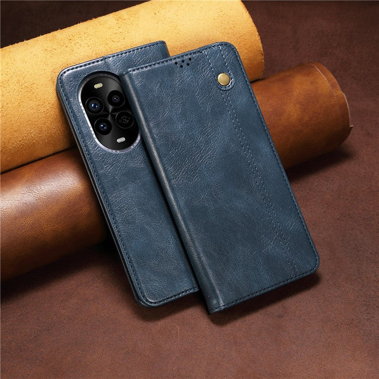 For Huawei nova 13 Pro 5G Case Crazy Horse Texture Waxy Leather Wallet Stand Phone Cover - Blue