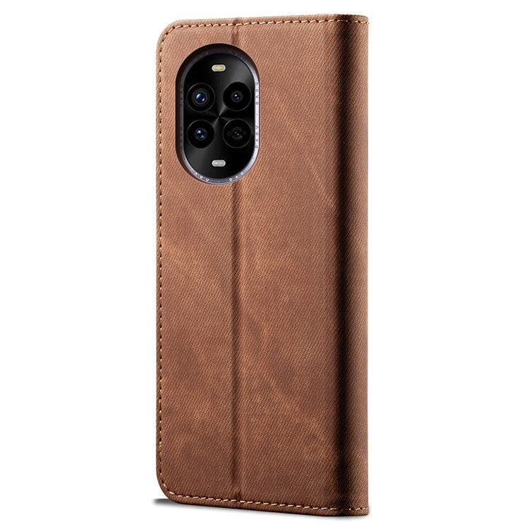 For Huawei nova 13 Pro 5G Case Jeans Cloth Texture Anti-Scratch Leather Stand Phone Cover - Coffee