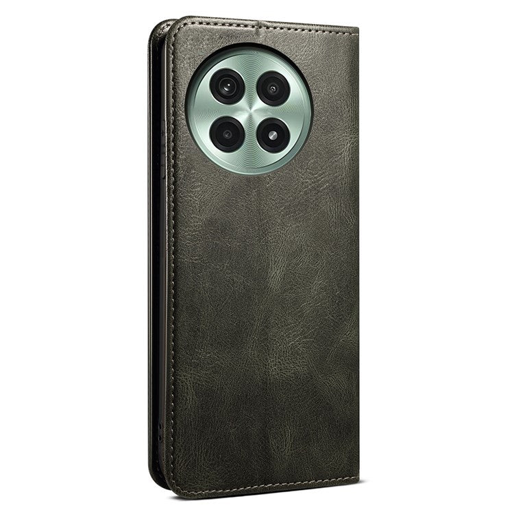 For OnePlus 13 Case Crazy Horse Texture Waxy Leather Wallet Stand Phone Cover - Green