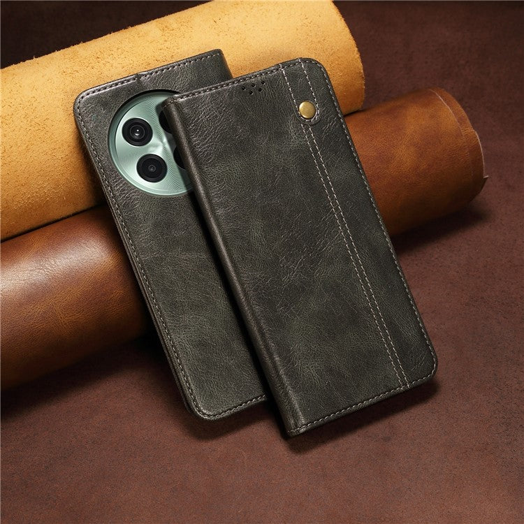 For OnePlus 13 Case Crazy Horse Texture Waxy Leather Wallet Stand Phone Cover - Green