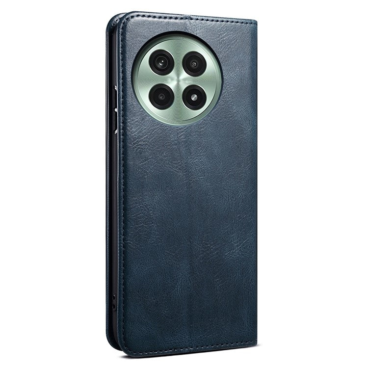 For OnePlus 13 Case Crazy Horse Texture Waxy Leather Wallet Stand Phone Cover - Blue