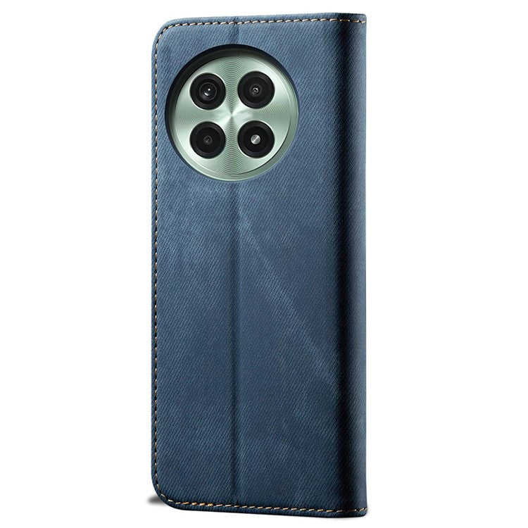 For OnePlus 13 Case Jeans Cloth Texture Anti-Scratch Leather Stand Phone Cover - Blue