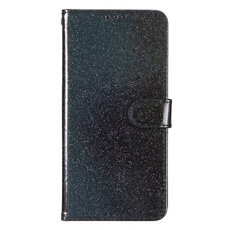 For Google Pixel 9a Wallet Case Glitter Anti-Scratch Leather Phone Cover Stand - Black