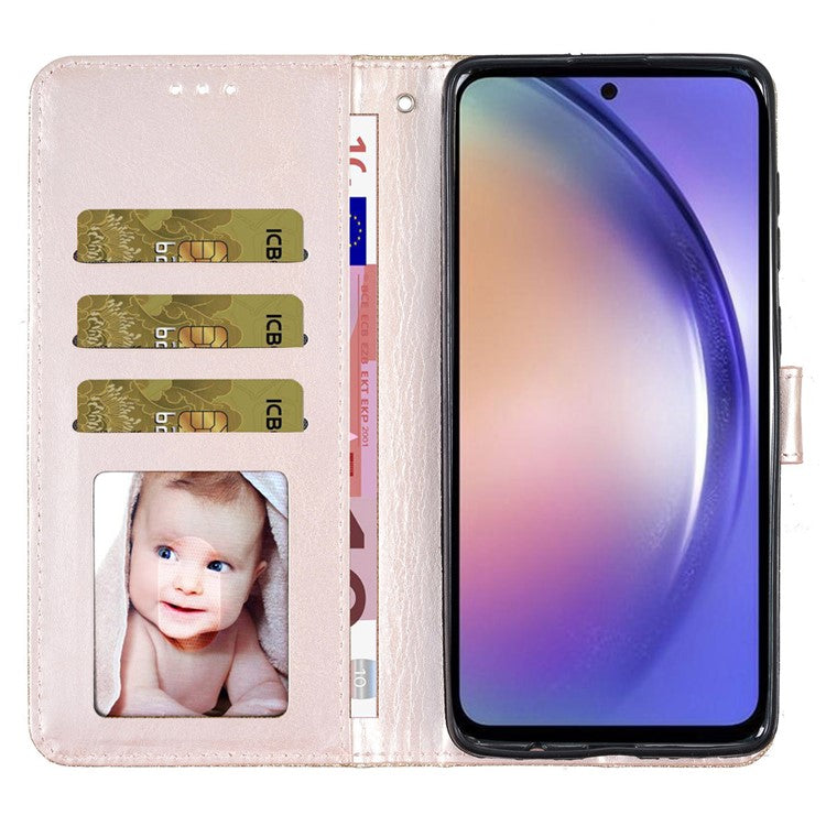 For Google Pixel 9a Wallet Case Glitter Anti-Scratch Leather Phone Cover Stand - Gold