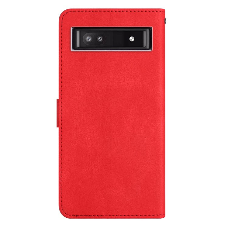 For Google Pixel 9a Case Crazy Horse Texture PU Leather Wallet Stand Phone Cover - Red