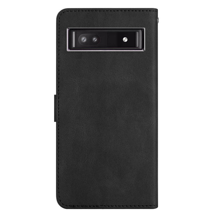 For Google Pixel 9a Case Crazy Horse Texture PU Leather Wallet Stand Phone Cover - Black