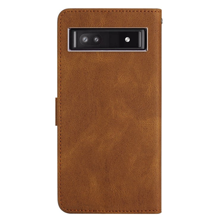 For Google Pixel 9a Case Crazy Horse Texture PU Leather Wallet Stand Phone Cover - Brown