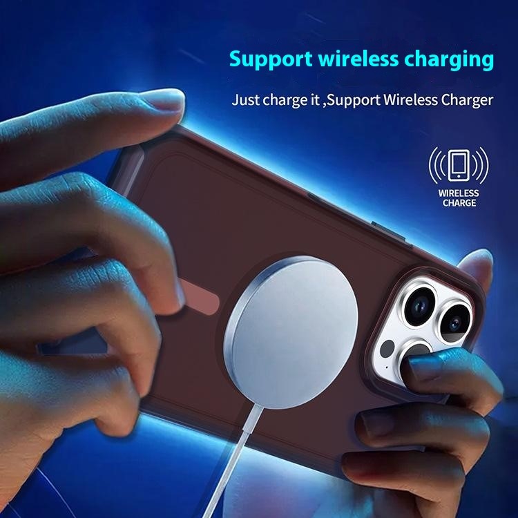 For iPhone 16 Pro Back Cover Skin Touch Frosted Translucent Magnetic Phone Case - Dark Purple