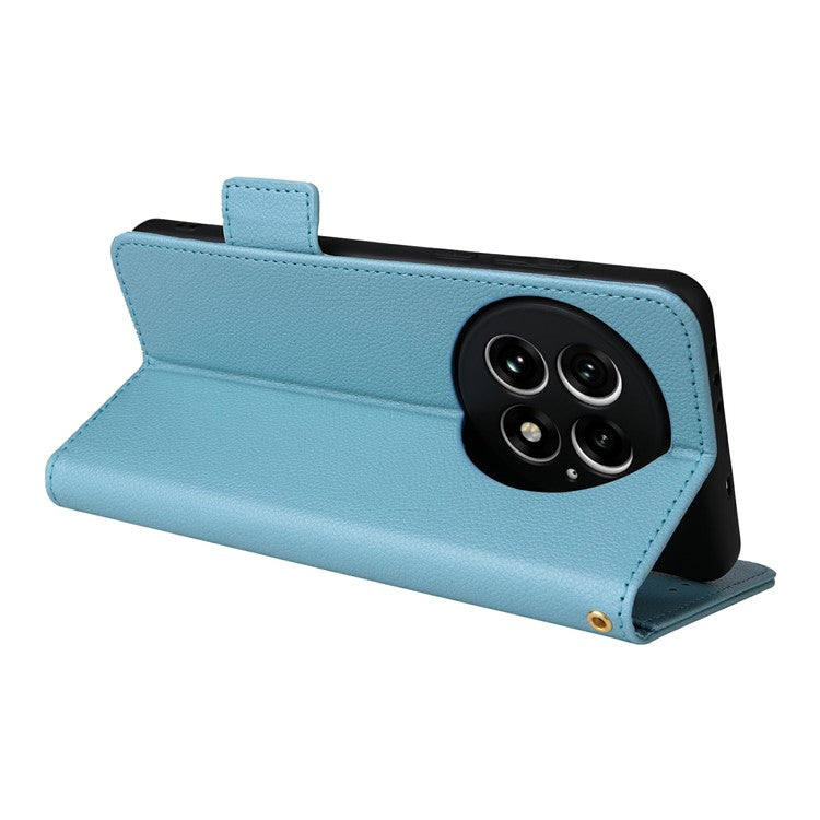 For OnePlus 13 Case Litchi Texture PU Leather Wallet Flip Phone Cover - Baby Blue