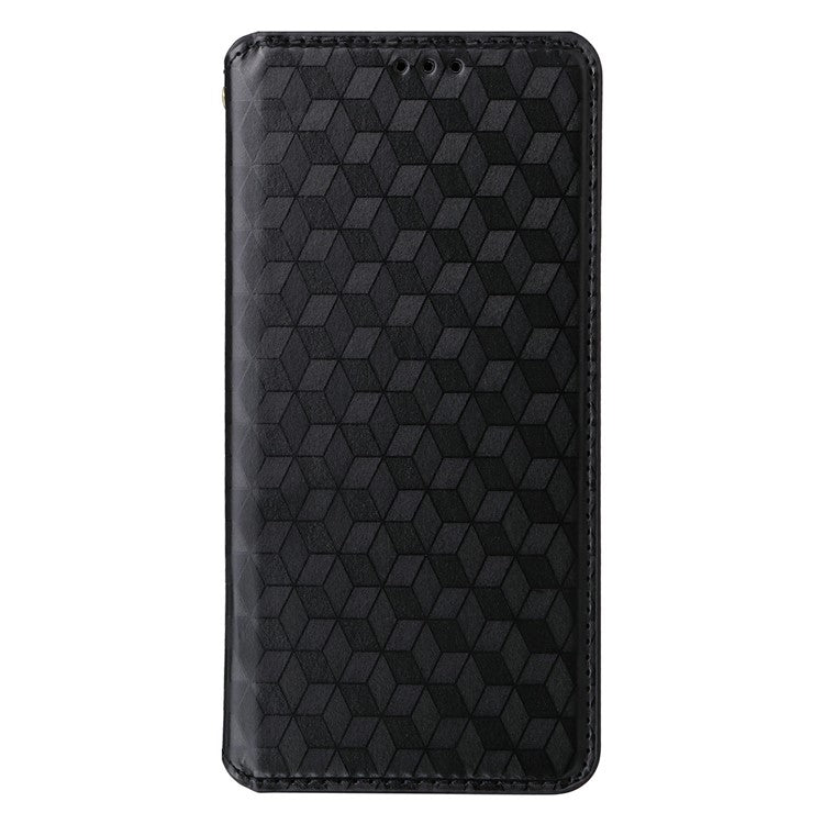 For OnePlus 13 Wallet Case Rhombus Imprinted Leather Phone Cover - Black