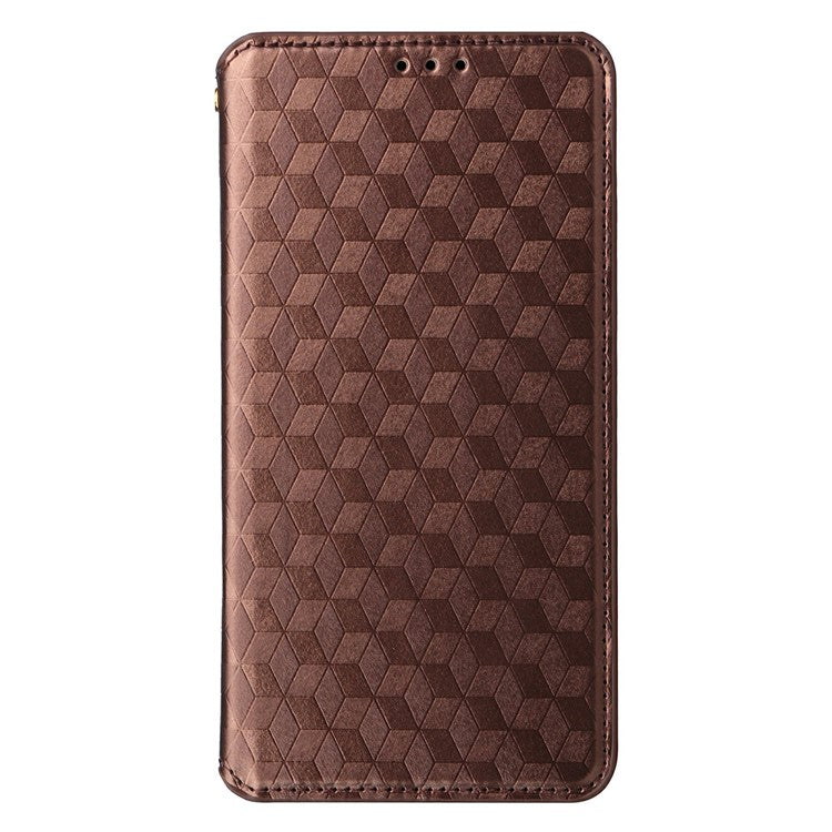 For OnePlus 13 Wallet Case Rhombus Imprinted Leather Phone Cover - Brown