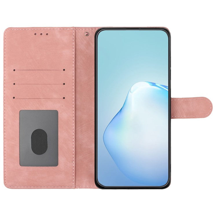For Xiaomi Redmi Note 14 5G Case with Card Clots Skin-Touch PU Leather Phone Cover Stand - Pink