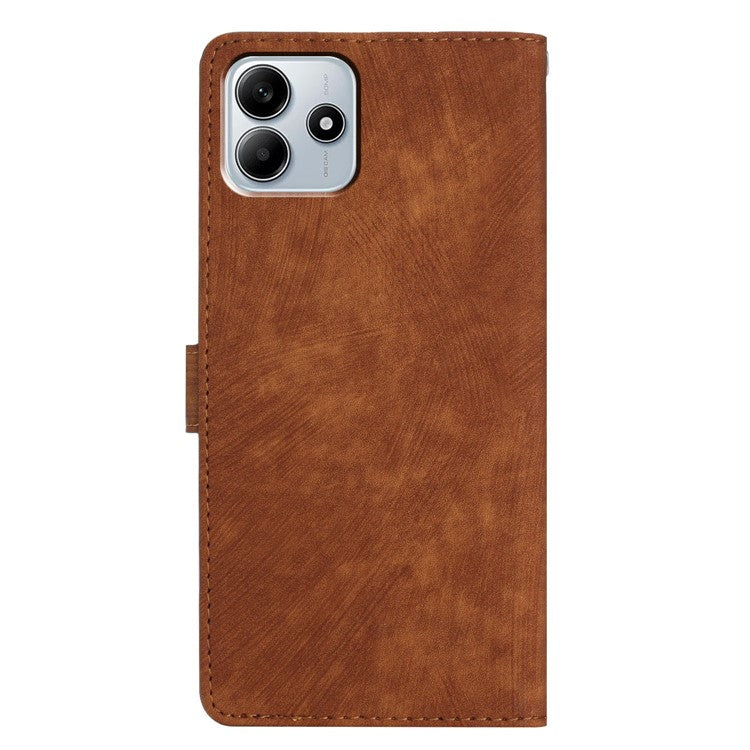 For Xiaomi Redmi Note 14 5G Case with Card Clots Skin-Touch PU Leather Phone Cover Stand - Brown