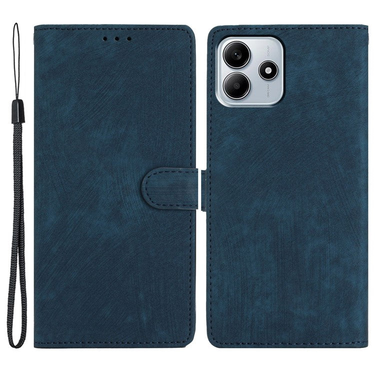 For Xiaomi Redmi Note 14 5G Case with Card Clots Skin-Touch PU Leather Phone Cover Stand - Blue