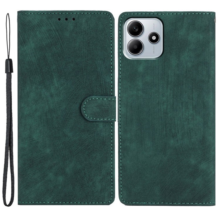 For Xiaomi Redmi Note 14 5G Case with Card Clots Skin-Touch PU Leather Phone Cover Stand - Green