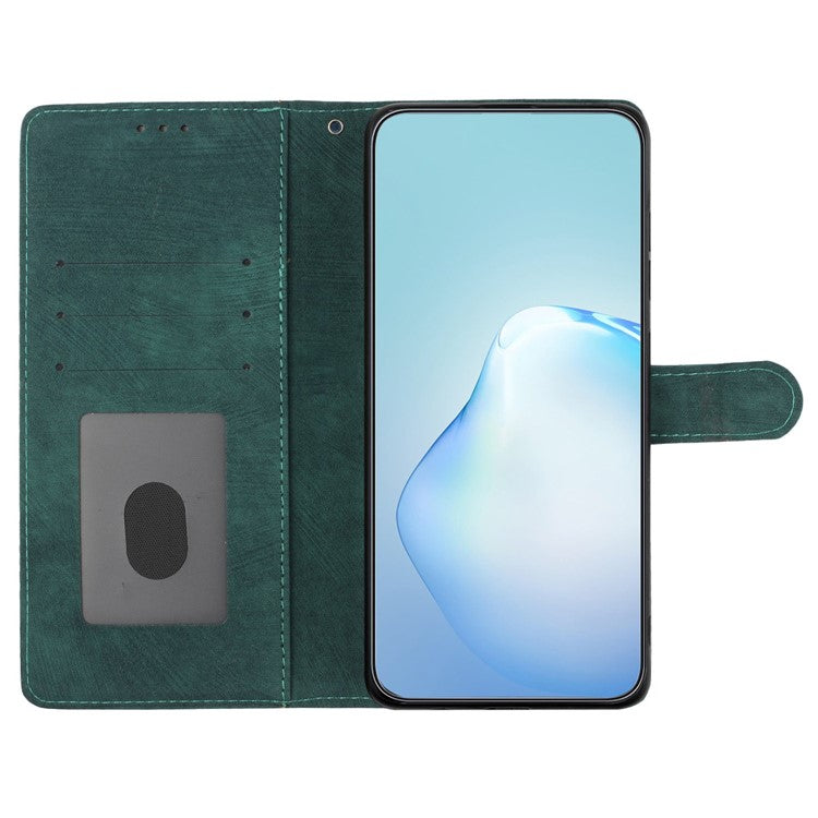For Xiaomi Redmi Note 14 5G Case with Card Clots Skin-Touch PU Leather Phone Cover Stand - Green