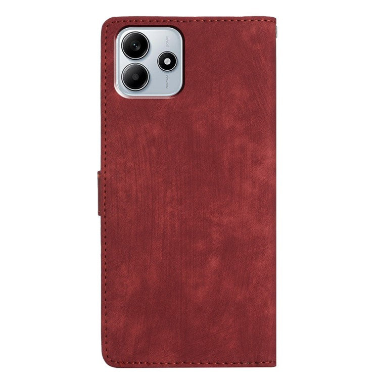 For Xiaomi Redmi Note 14 5G Case with Card Clots Skin-Touch PU Leather Phone Cover Stand - Red