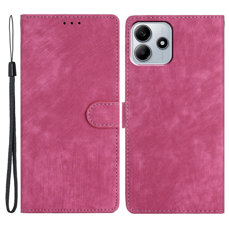 For Xiaomi Redmi Note 14 5G Case with Card Clots Skin-Touch PU Leather Phone Cover Stand - Rose
