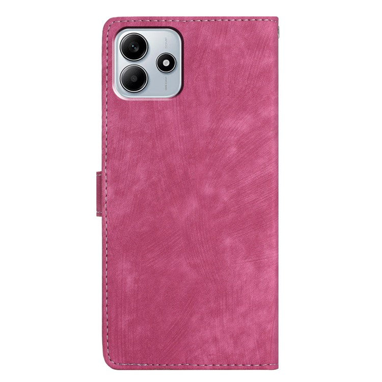 For Xiaomi Redmi Note 14 5G Case with Card Clots Skin-Touch PU Leather Phone Cover Stand - Rose