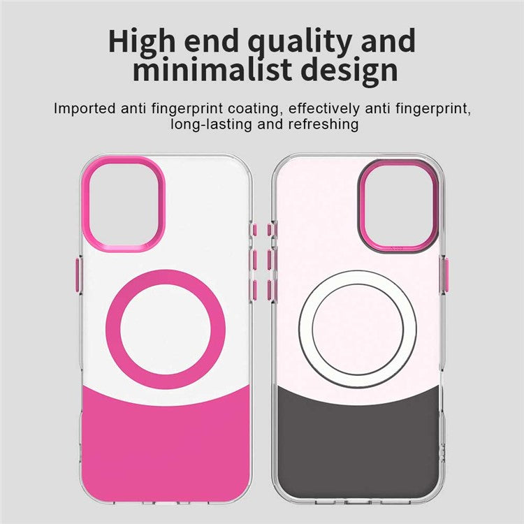 For iPhone 16 Plus Case Compatible with MagSafe Color Splicing IMD TPU+PET+PC Mobile Cover - Red