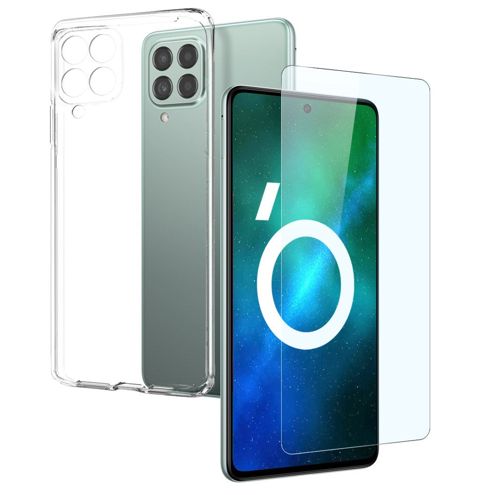 NORTHJO 2 in 1 TPU Phone Case + Tempered Glass Screen Protector for Samsung Galaxy M53 5G, Full Protection Anti-Drop Transparent Phone Cover