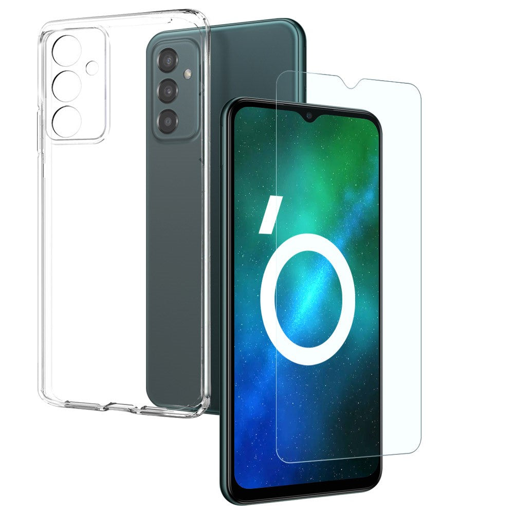 NORTHJO For Samsung Galaxy F23 5G / M23 5G TPU Shockproof Case + Tempered Glass Screen Protector Full Protection Anti-Scratch 2 in 1 Transparent Phone Case with Screen Film