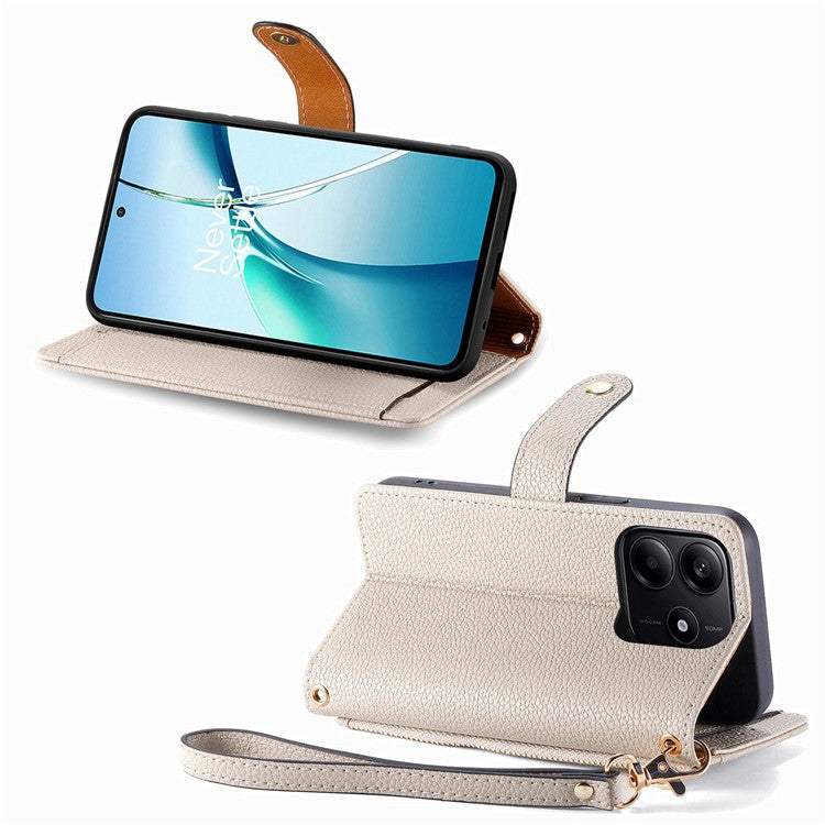 For Xiaomi Redmi Note 14 5G Case RFID Blocking Zipper Pocket Leather Wallet Phone Cover - Grey