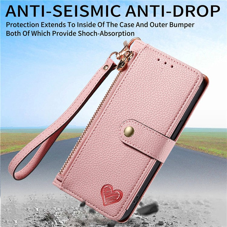 For Xiaomi Redmi Note 14 5G Case RFID Blocking Zipper Pocket Leather Wallet Phone Cover - Pink
