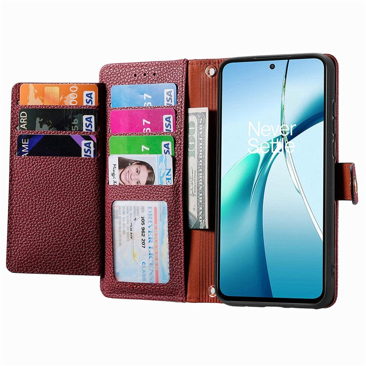 For Xiaomi Redmi Note 14 5G Case RFID Blocking Zipper Pocket Leather Wallet Phone Cover - Red