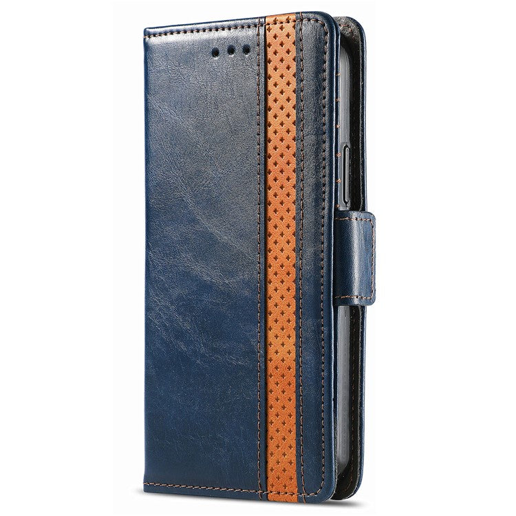 CASENEO 002 Series For Xiaomi Redmi Note 14 5G Case Stand Wallet Splicing PU Leather Cover - Blue