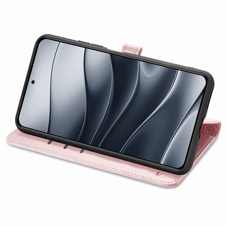 For Xiaomi Redmi Note 14 5G Case Leather Wallet Flip Phone Cover Cute Cat Dog Pattern - Rose Gold