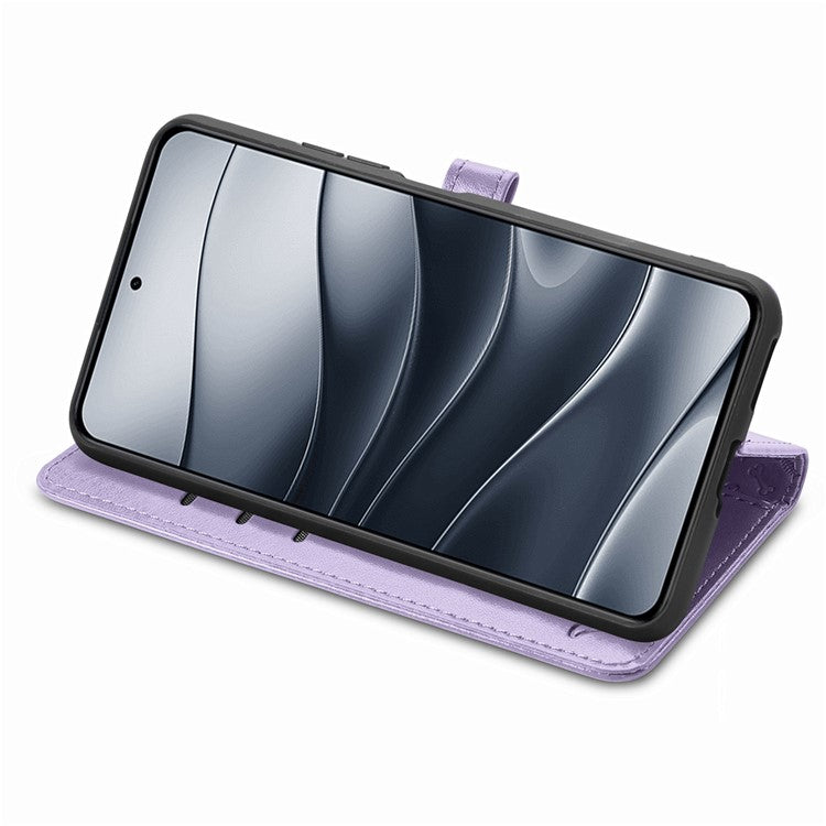 For Xiaomi Redmi Note 14 5G Case Leather Wallet Flip Phone Cover Cute Cat Dog Pattern - Light Purple