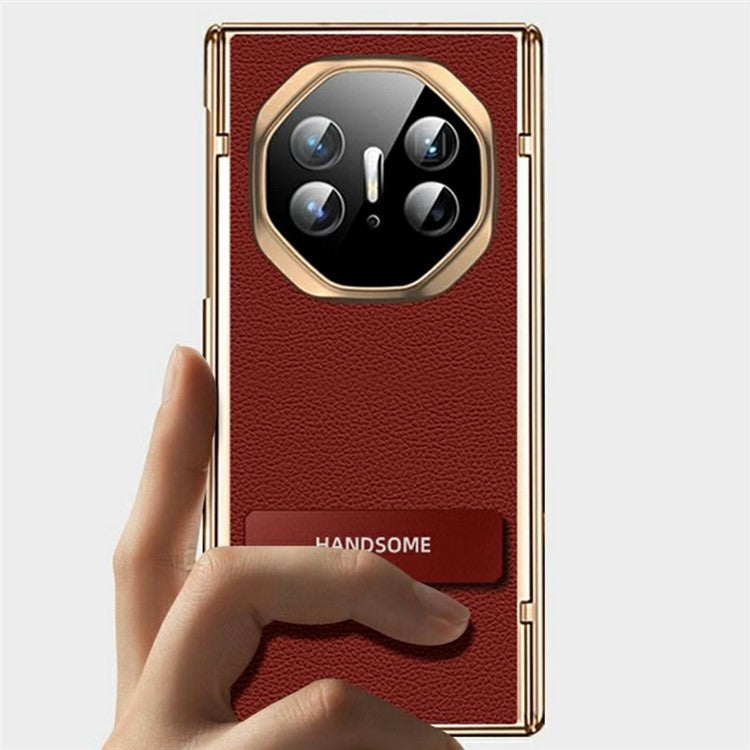 For Huawei Mate XT Ultimate Case Magnetic Hinge Leather+PC Kickstand Back Cover - White