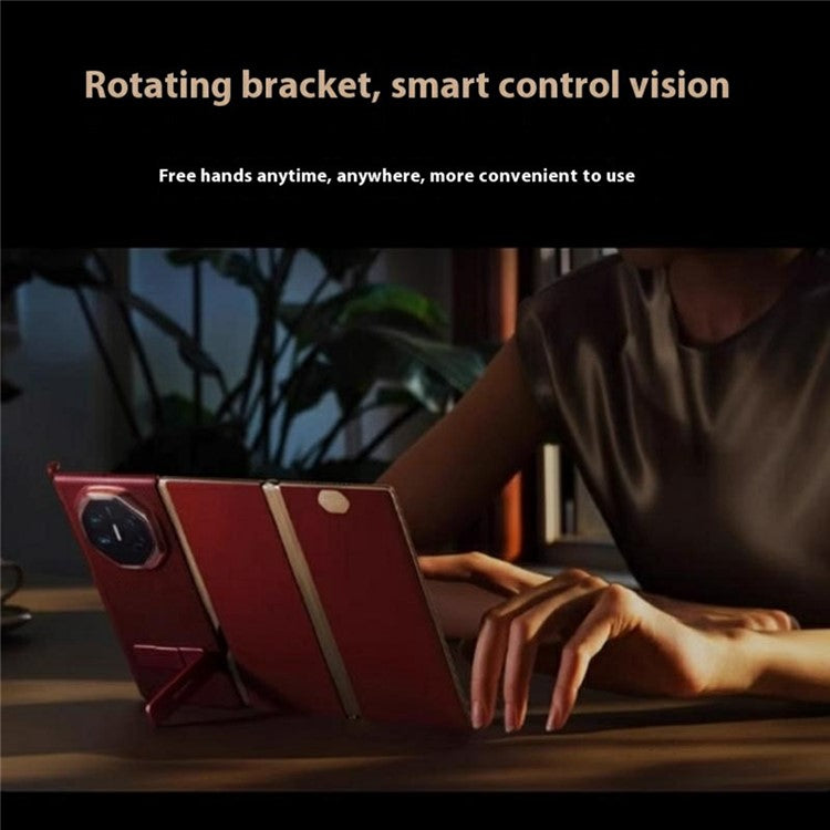 For Huawei Mate XT Ultimate Case Kickstand PU Leather+PC Phone Back Cover - Red