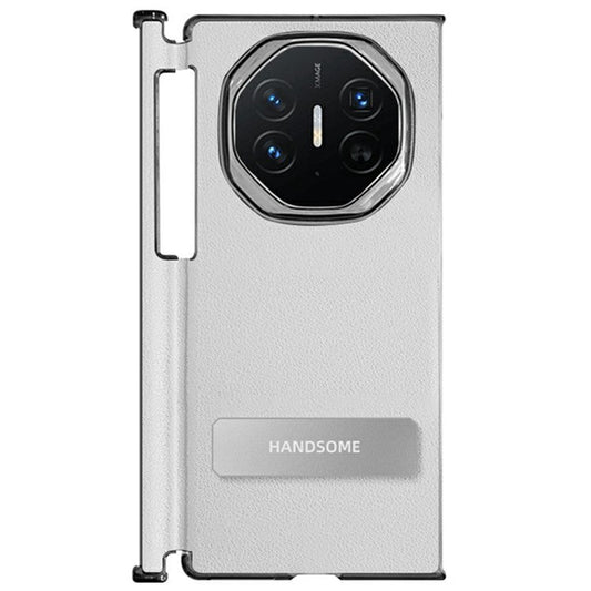 For Huawei Mate XT Ultimate Case Kickstand PU Leather+PC Phone Back Cover - White