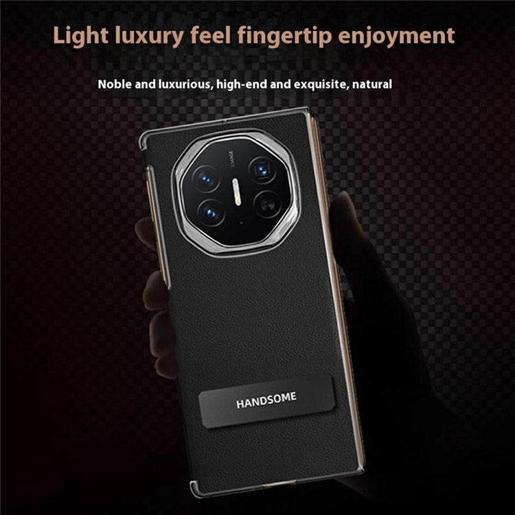 For Huawei Mate XT Ultimate Case Kickstand PU Leather+PC Phone Back Cover - Black