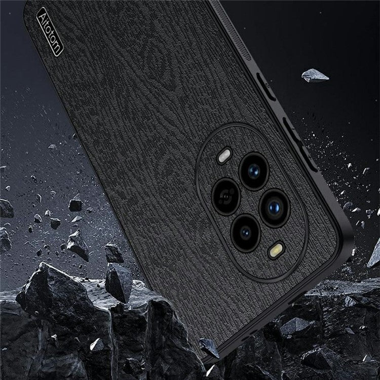 For Huawei nova 13 Pro 5G Case Wood Texture PU Leather Coated PC+TPU Phone Cover - Blue