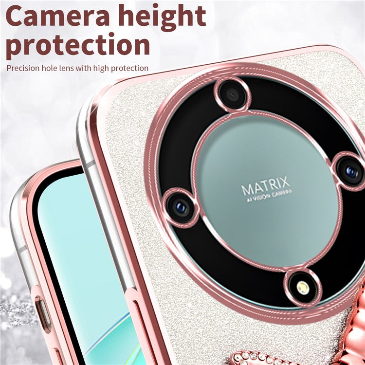 KADEM Case For Honor X40 5G / X9a 5G / Magic5 Lite 5G Dragonfly Kickstand TPU Flowers Glitter Phone Cover - Blue