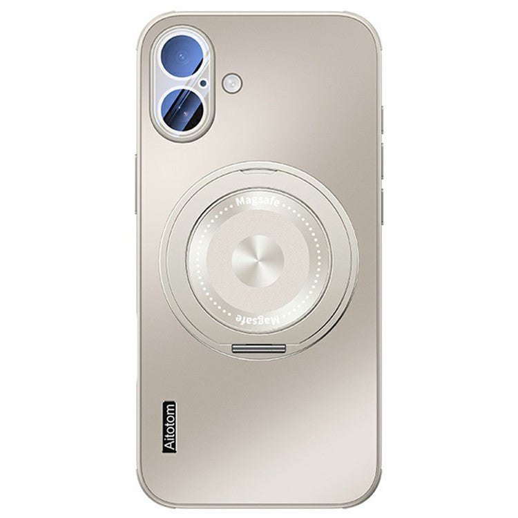 For iPhone 16 Case Compatible with MagSafe Kickstand TPU+PC Heat Dissipation Phone Cover - Gold