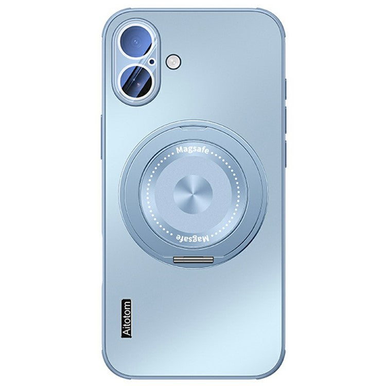 For iPhone 16 Case Compatible with MagSafe Kickstand TPU+PC Heat Dissipation Phone Cover - Blue