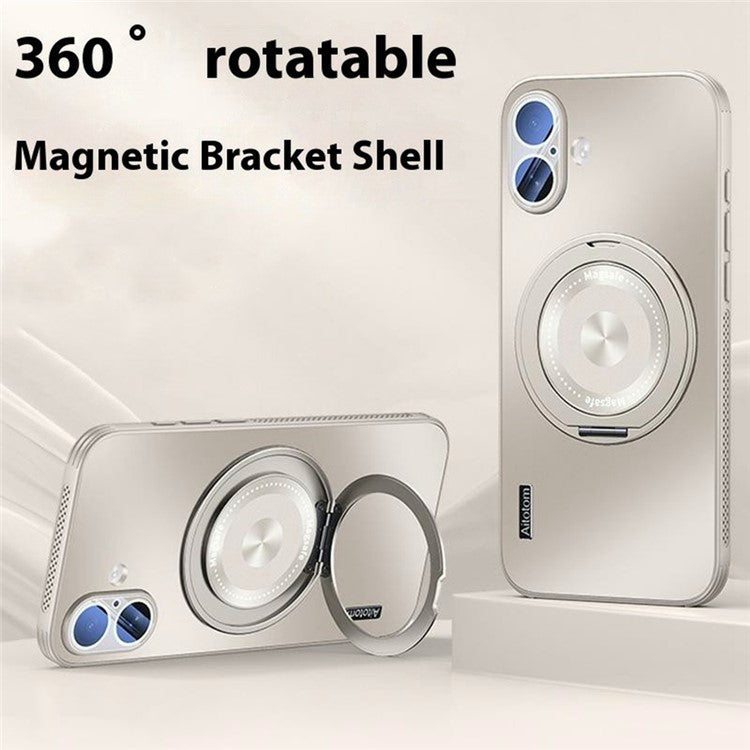 For iPhone 16 Case Compatible with MagSafe Kickstand TPU+PC Heat Dissipation Phone Cover - Blue