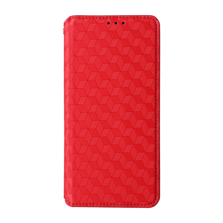 For Samsung Galaxy A36 5G Wallet Case Rhombus Imprinted Leather Phone Cover - Red