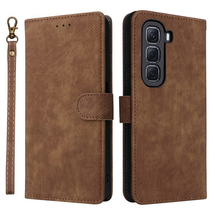 For Infinix Hot 50 Pro 4G X6881 Wallet Phone Case RFID Blocking PU Leather Flip Cover Stand View - Brown