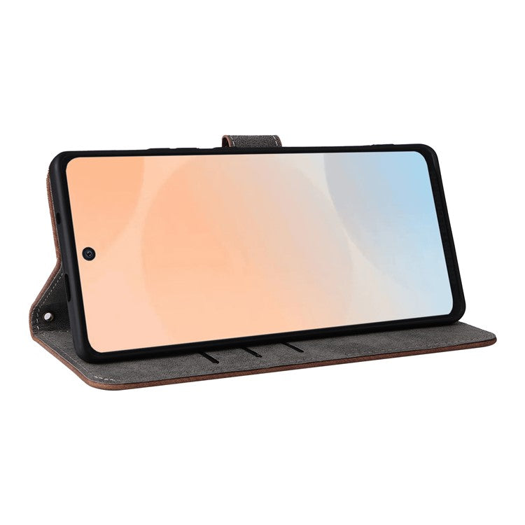 For Infinix Hot 50 Pro 4G X6881 Wallet Phone Case RFID Blocking PU Leather Flip Cover Stand View - Brown