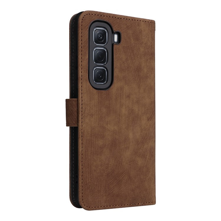 For Infinix Hot 50 Pro 4G X6881 Wallet Phone Case RFID Blocking PU Leather Flip Cover Stand View - Brown